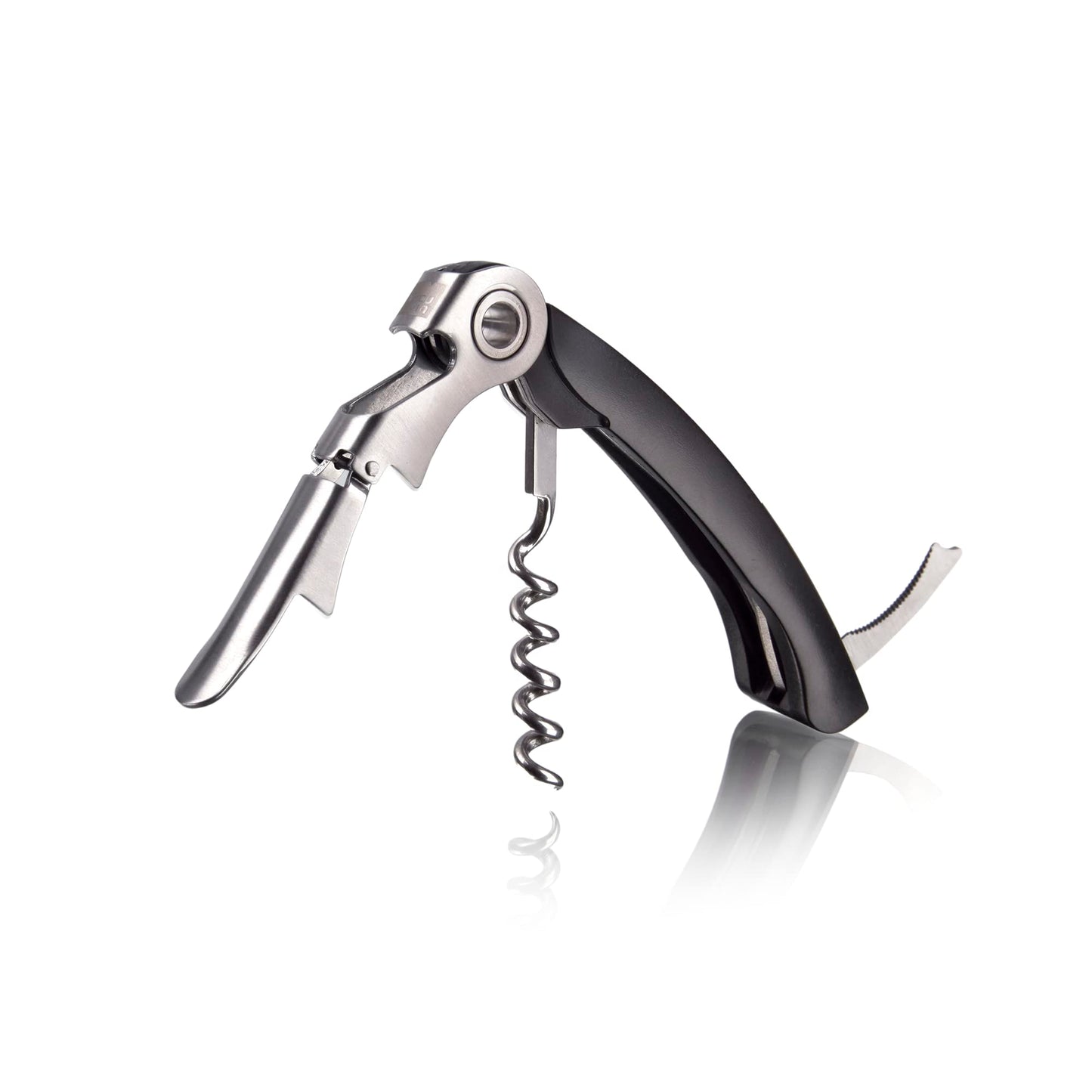 Vacu Vin Double-Hinged Corkscrew – Waiter’s Corkscrew with Foil Cutter & Bottle Opener – Durable Stainless Steel Wine Opener – Two-Step Leverage for Easy Cork Removal – Compact & Travel-Friendly