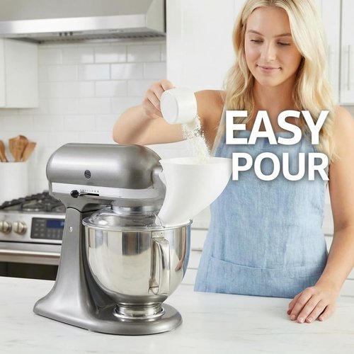 **KitchenAid Flour Funnel - Easy-Pour Mixer Attachment for 4.5-5 Qt Tilt-Head Mixers | Prevents Spills**