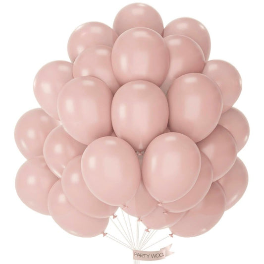 PartyWoo Dusty Pink Balloons 50pcs 12 Inch Boho Blush Lilac Pink Latex Helium Balloons for Princess Birthday Baby Shower Graduation Gender Reveal Anniversary Bachelorette Party Decorations Pink-F54