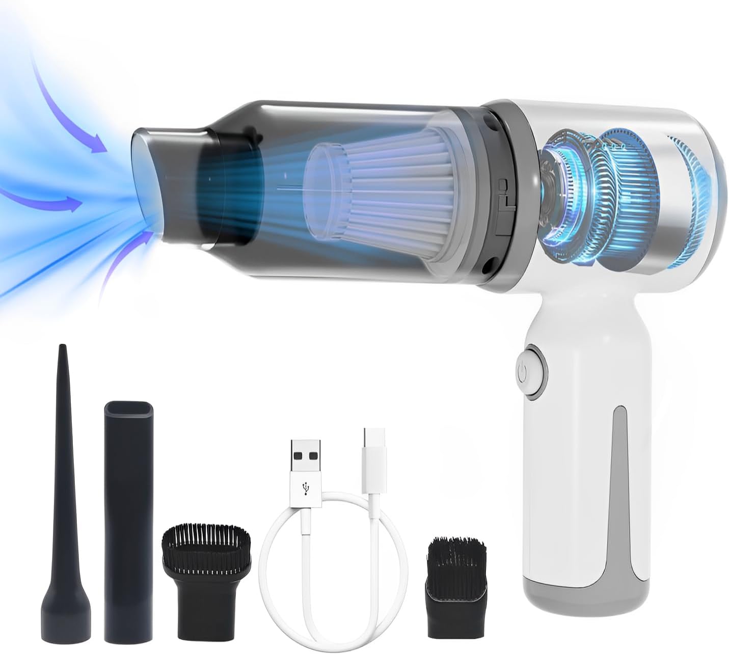 Skiennix Mini Cordless Car Vacuum - High Power 9000PA Suction | Portable 3-in-1 Handheld Cleaner & Air Blower
