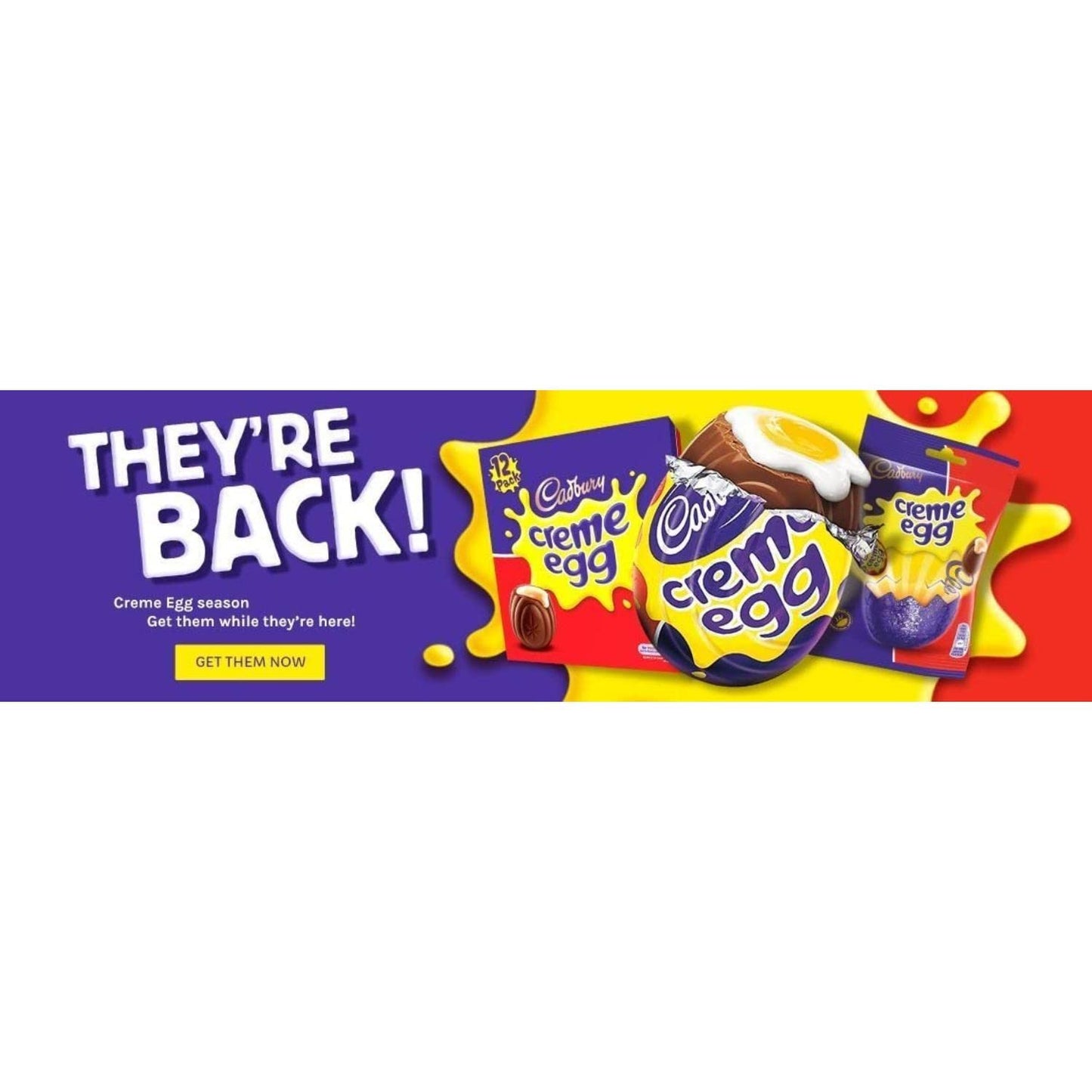 Original Cadbury Crème Eggs Imported From The UK England Milk Chocolate Egg With White & Yellow Fondant Filling Creme Chocolate Gooey Fondant Filling