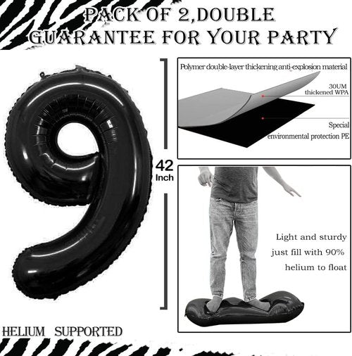 GOER 19th Birthday Balloons - Jumbo 42 Inch Foil Helium Decorations | Sweet 19 Party Decor (Black)