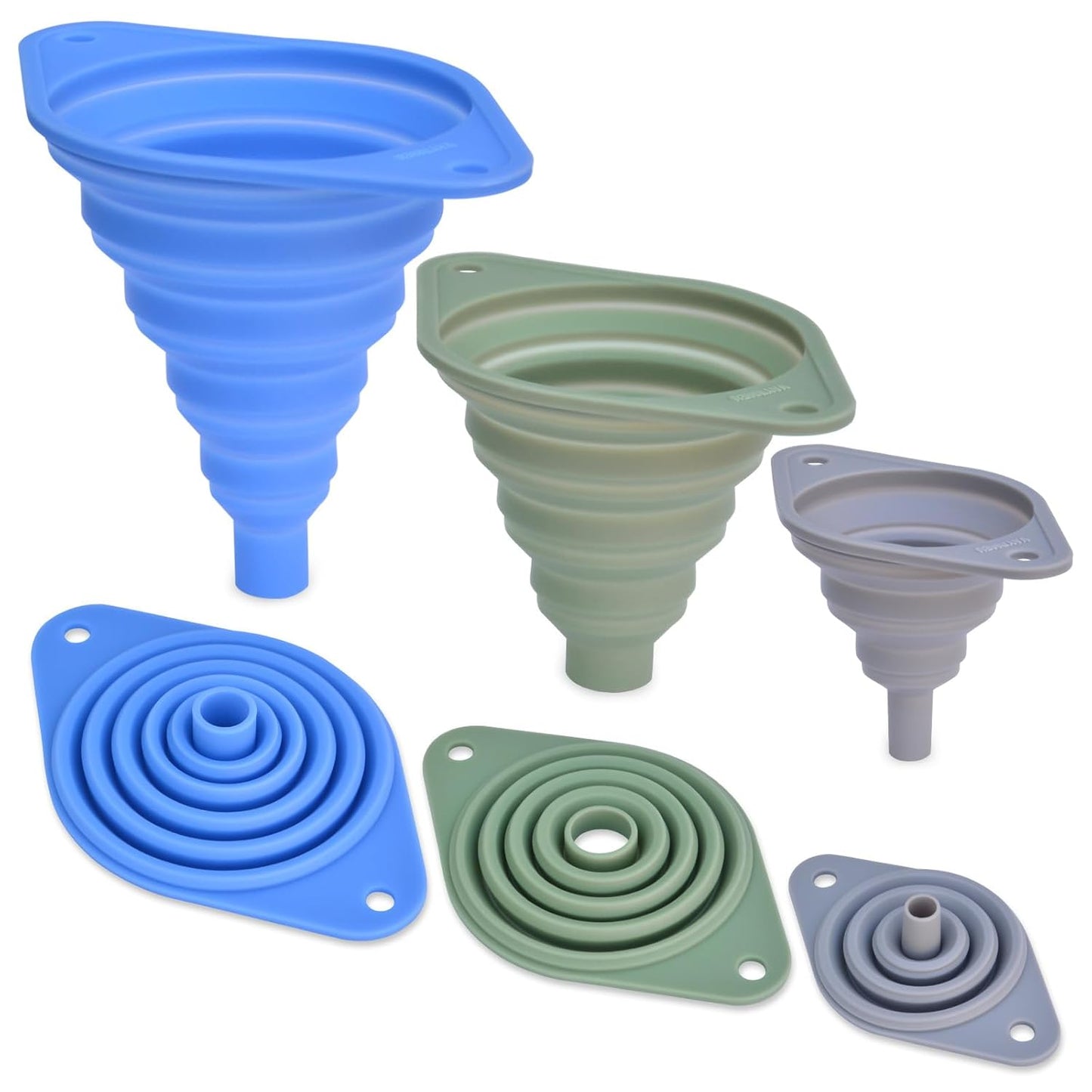 Skiennix Kitchen Funnel Set of 3 - Versatile Silicone Funnels for Easy Liquid Transfer | Small & Large Sizes