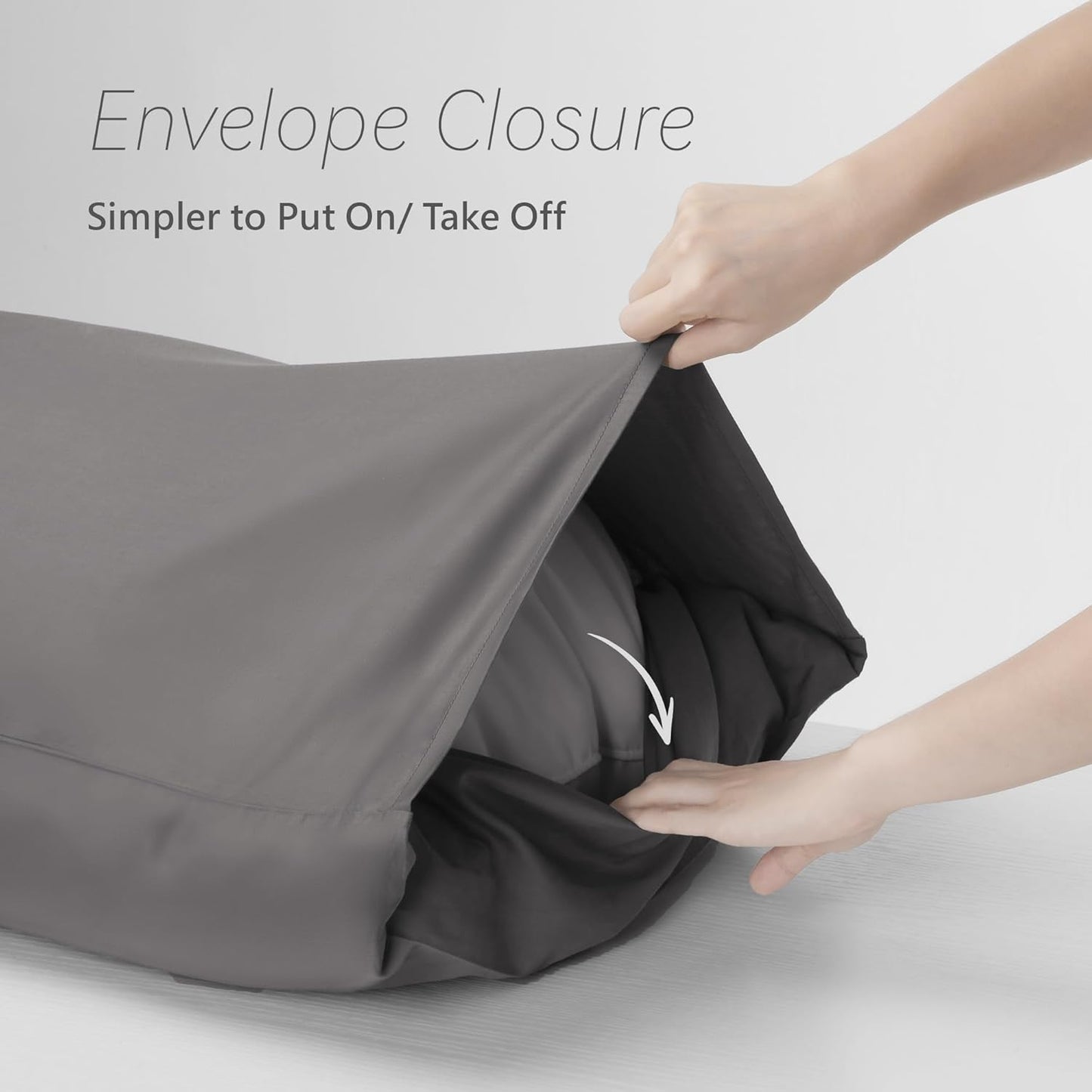Skiennix 100% Cotton Pillowcase - Gray Queen Size with Envelope Closure | 500 Thread Count, 20x30 Inches