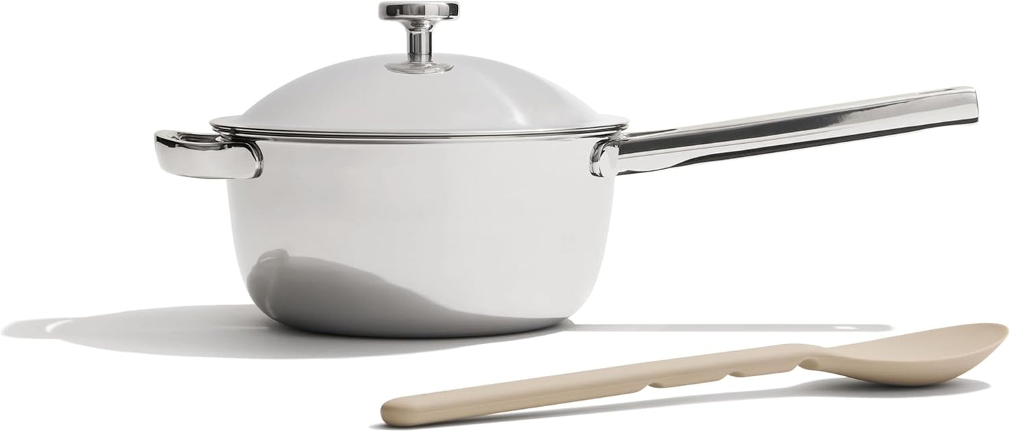 Our Place Mini Titanium Perfect Pot Pro - 2.75 Qt PFAS-Free Nonstick Cooking Pot with Lid & Spoon | Induction & Oven-Safe to 1000°F | Chrome