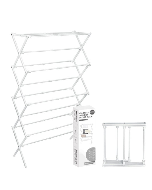 ZOES HOMEWARE 4-Tier Clothes Drying Rack, 4ft High Foldable Drying Rack Clothing for Indoor & Outdoor, Portable Collapsible Laundry Dryer for Laundry Room and Apartment, White 29" L x 49" H x 11.5" W