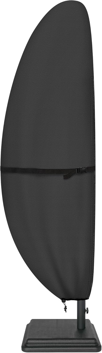 ULTCOVER Patio Umbrella Cover - 600D Waterproof Protection for 7.5-11.5 Ft Offset Umbrellas | Black