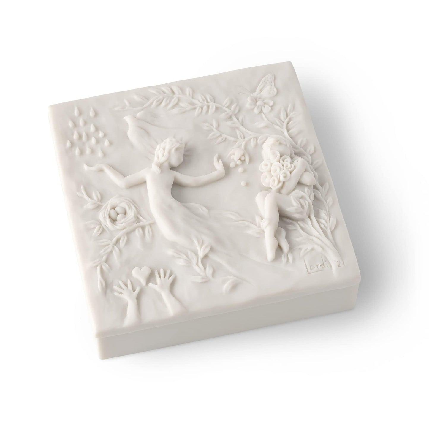 Willow Tree A Healing Wish, A healing wish for you, Carvings of Nature Including, Butterflies, a Bouquet of Flowers, and a Bird's Nest, Table Top, Wall Plaque, Sculpted Jewelry Keepsake Box