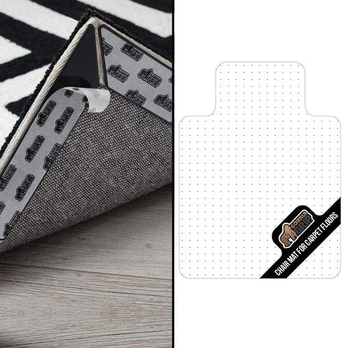 Gorilla Grip Rug Gripper Pads - 8 Pack Black Office Chair Mat for Carpet | 32.5x48 Inches Clear