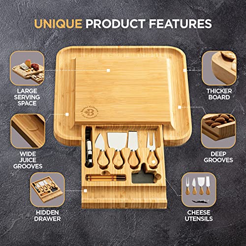 Bambüsi Charcuterie Board Set with Accessories - Bamboo Cheese Platter & Serving Tray
