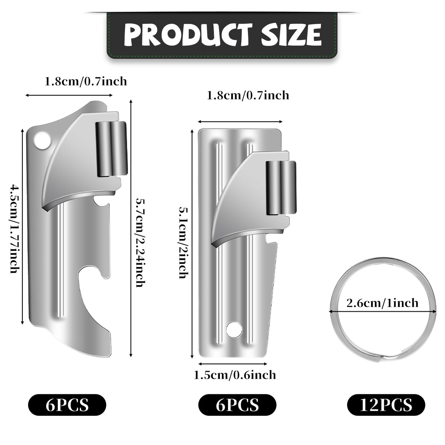Tucnoeu 12pcs Can Opener,P-57 and P-51 Can Openers with Key Rings,Stainless Steel Camping Opener,Portable Army Survival for Traveling
