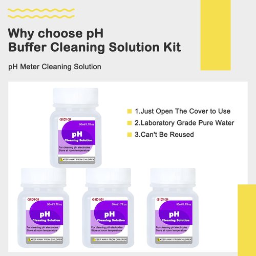 Cleaning Solution 50ml*4 for pH Meter Electrode,TDS EC Probe Cleaning Cleanser,Electrode Cleaning Solution
