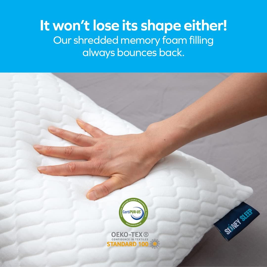Sidney Sleep Adjustable Curved Contour Pillow - Queen Size for Side & Back Sleepers | Neck & Shoulder Support
