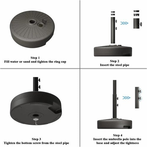 22L Heavy Duty Patio Umbrella Base by [Brand Name] - Weather Resistant Stand for 6-10FT Umbrellas | Black