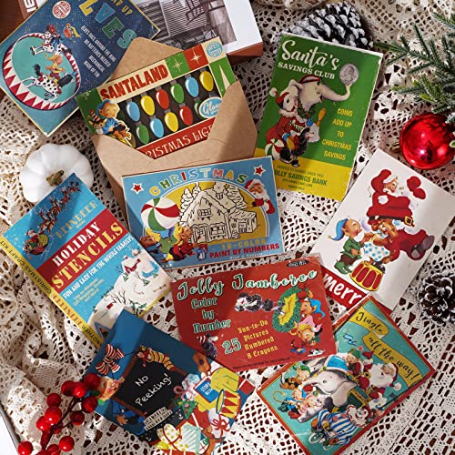 Whaline 40-Pack Retro Christmas Greeting Cards with Kraft Envelopes & Stickers, 4 x 6 in