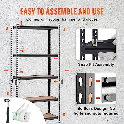 Heavy Duty 5-Tier Adjustable Storage Shelves 36x18x72 inches - MDF Variation