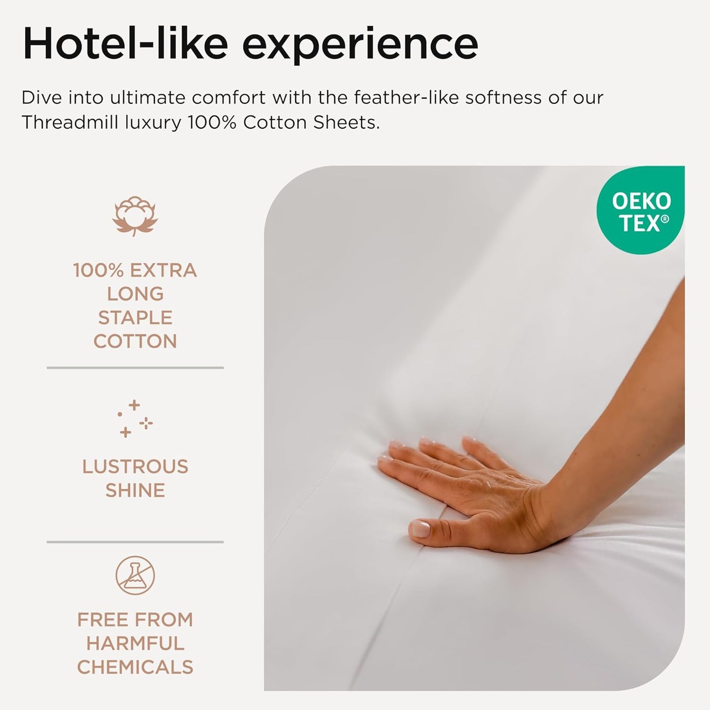 Threadmill 100% Cotton Twin XL Bed Sheets Set - 600 Thread Count with 15” Deep Pocket | Cooling Sateen Weave, White