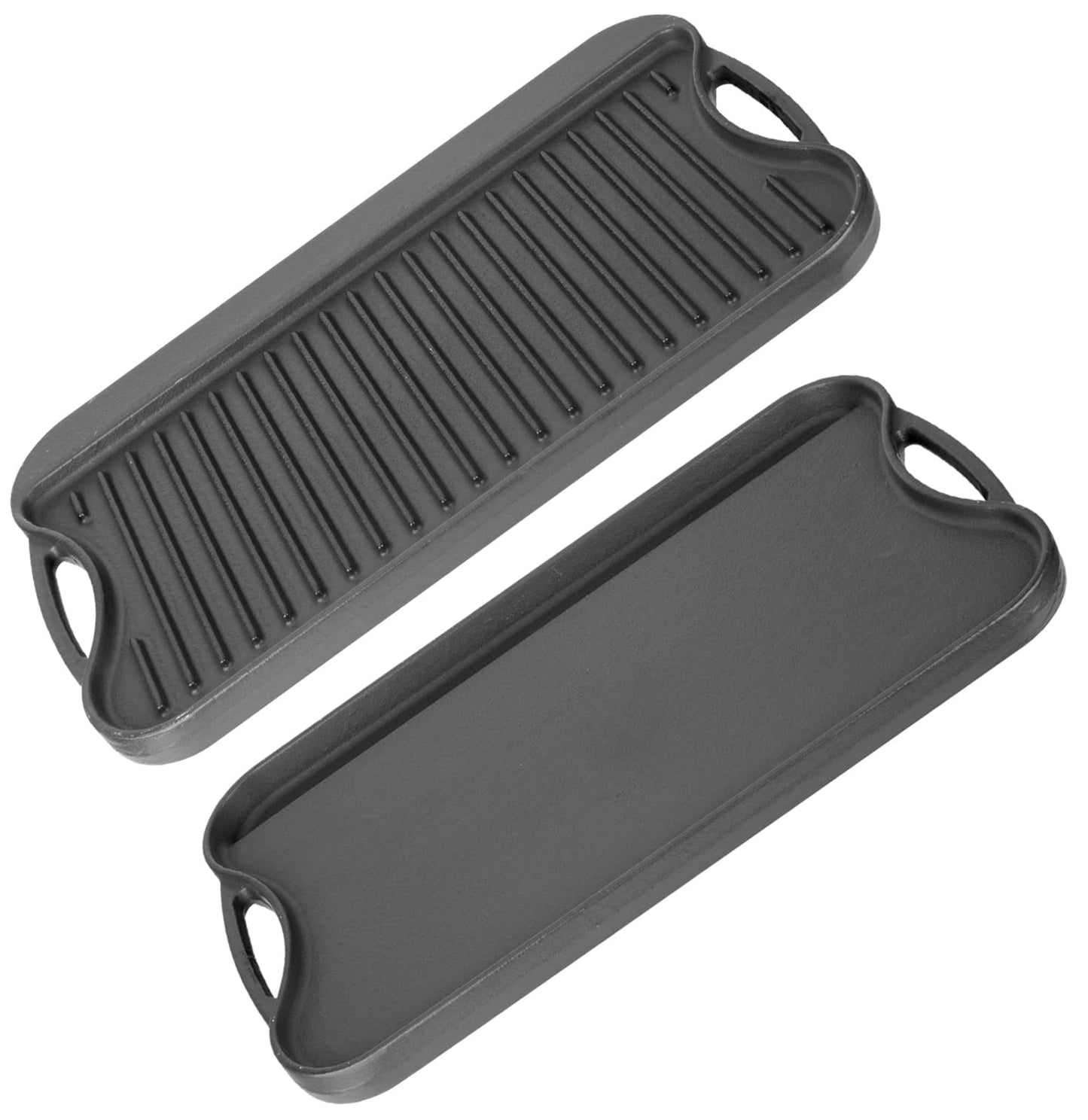 PETKAO Large Cast Iron Griddle Insert, Skillet, Oblong Grilling Pan for Stovetop,Pre-Seasoned Stovetop Griddle Gas Stove Grill Plate Oven, 17" x 10" Reversible Pancake Pan for Weber,Charbroil etc.,1PC