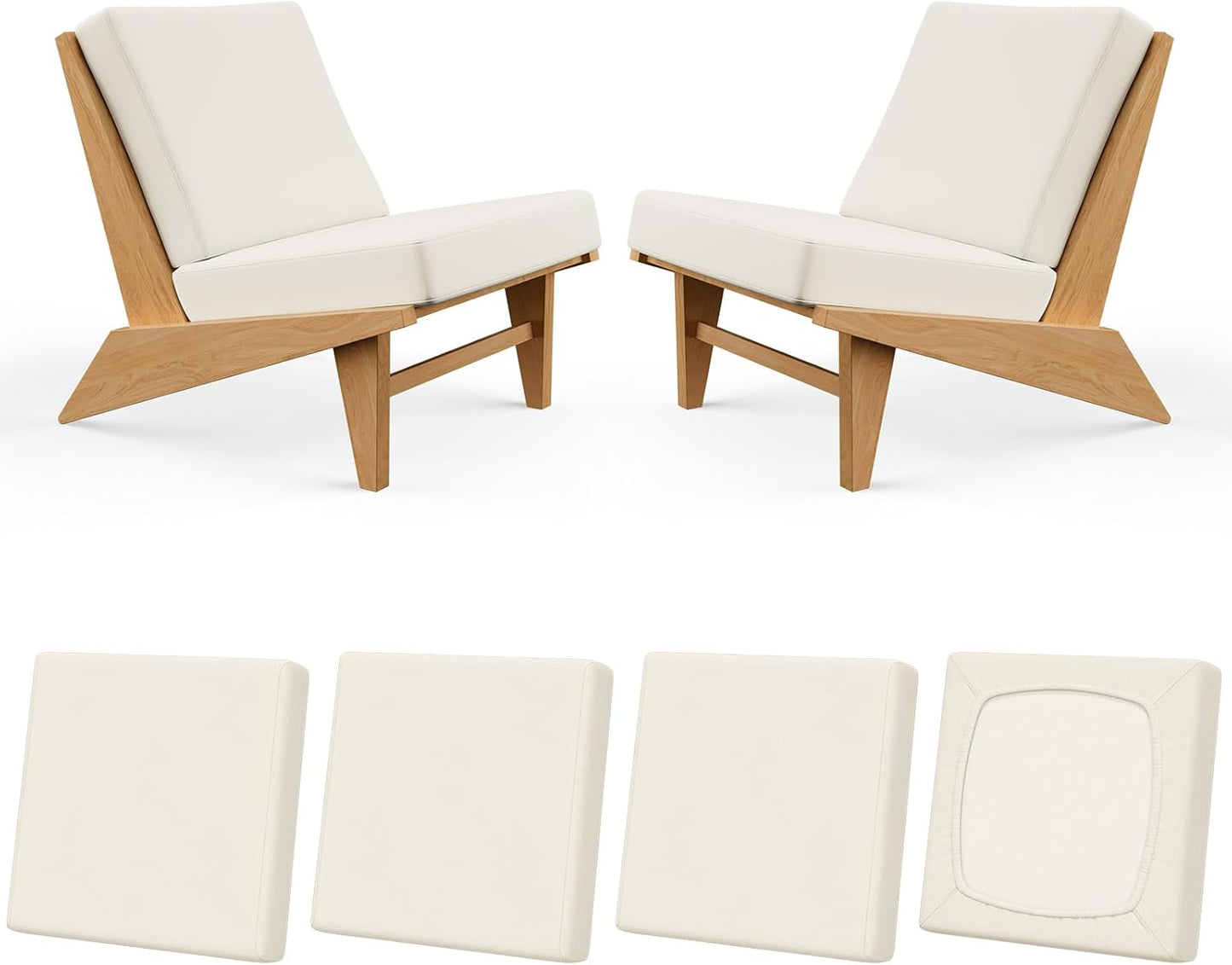 Skiennix Patio Cushion Covers - Washable Outdoor Sofa Slipcovers for Large Square Cushions - Beige - 4 Pcs