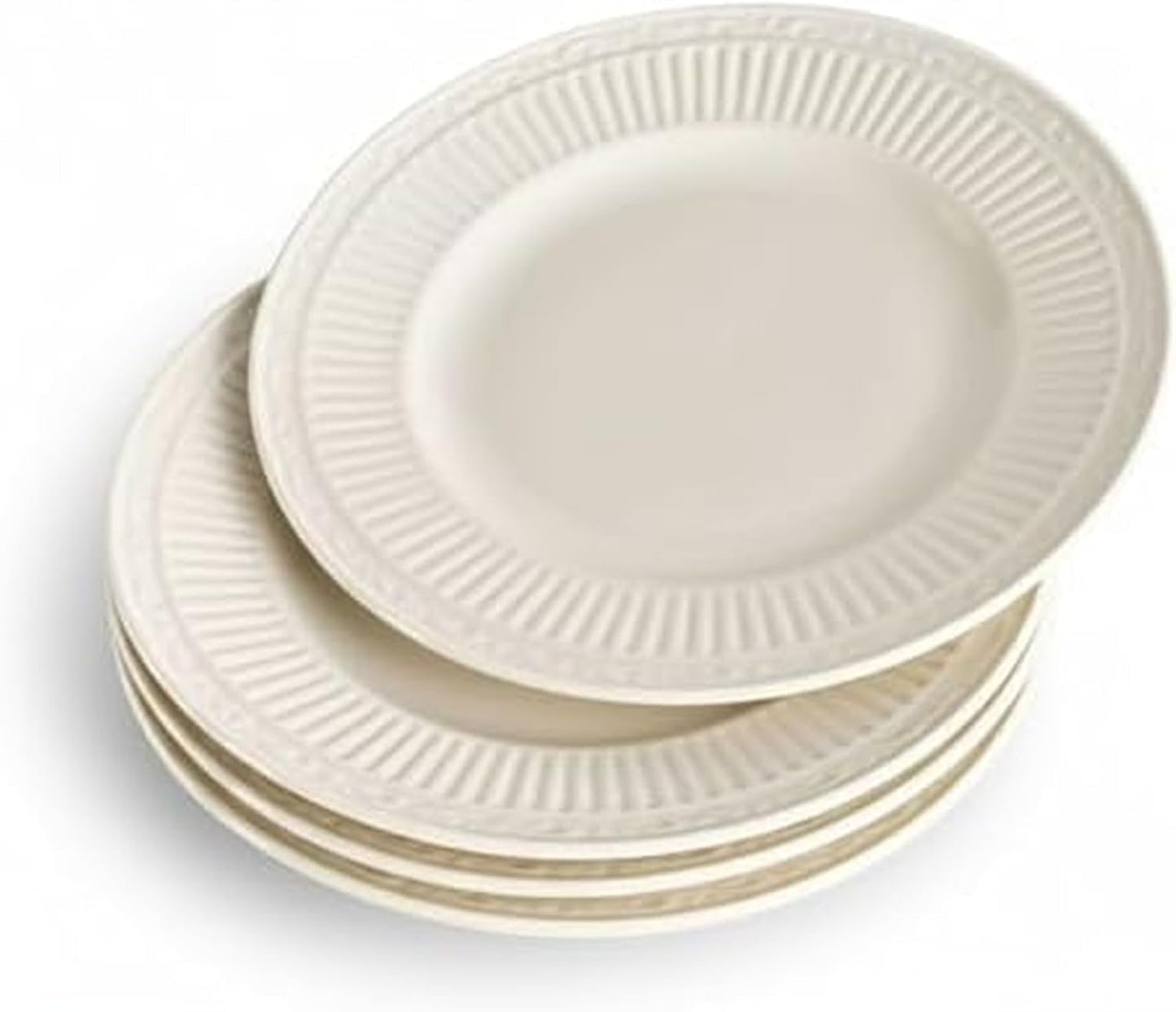 Mikasa Italian Countryside Salad Plates - Set of 4 Classic Embossed White Porcelain, 8.25 Inch, Microwave & Dishwasher Safe