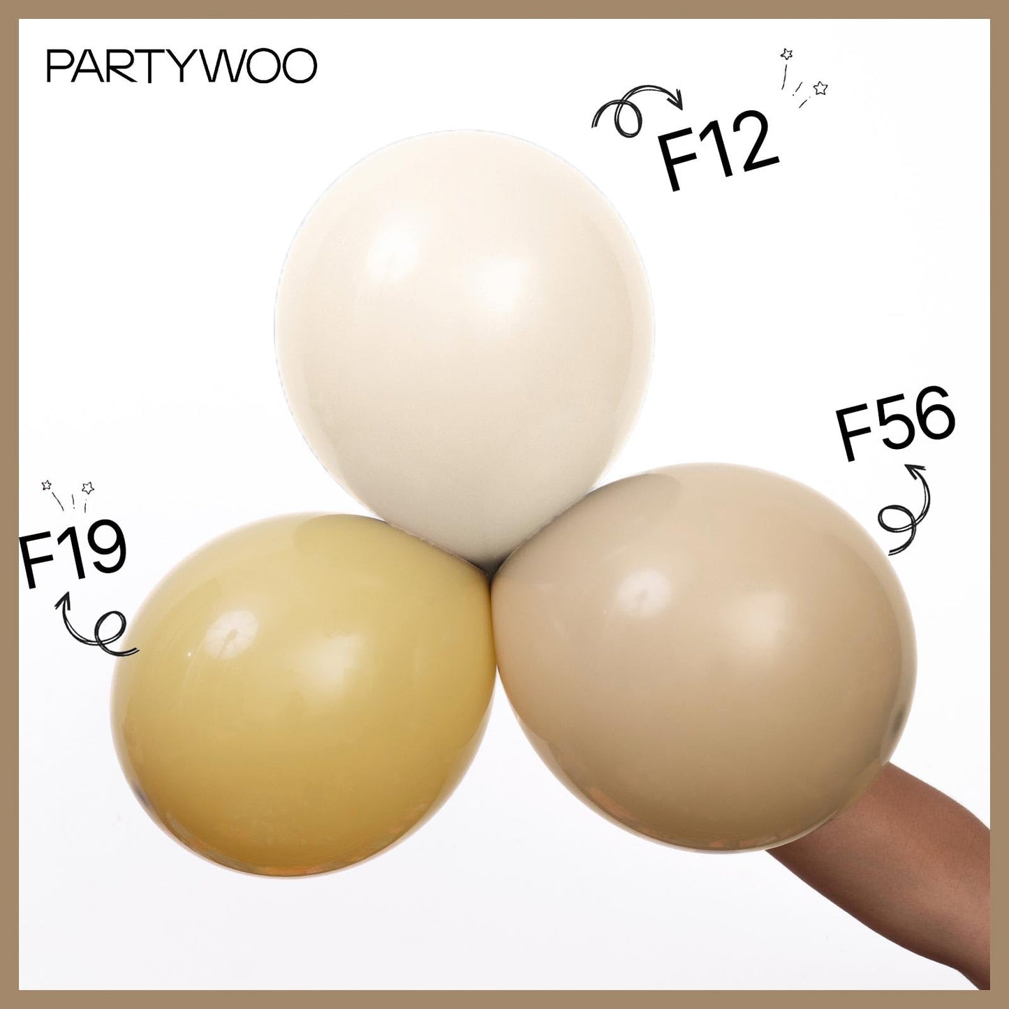 PartyWoo Cream Balloons 50 pcs 12 Inch Beige Ivory Nude Neutral Boho Fall Latex Helium Balloons for Wedding Graduation Birthday Boy Baby Shower Cowgirl Jungle Theme Party Decorations Brown-F56