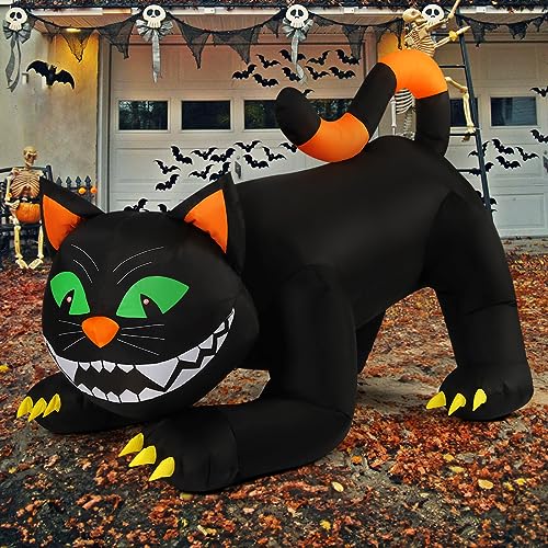 Black Cat Halloween Inflatable with Moving Head & LED Lights Outdoor Decor - 6 FT