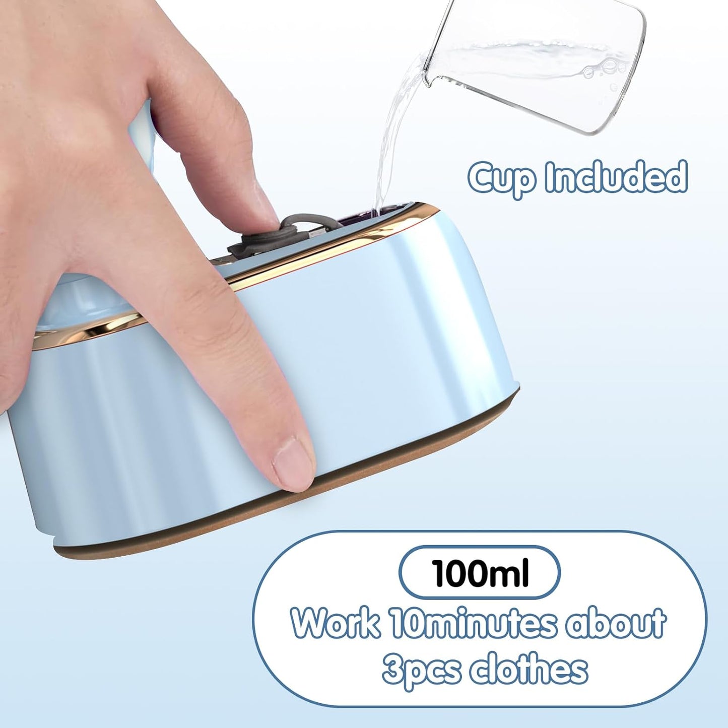 Skiennix Travel Steamer | Mini Portable Iron for Clothes - Ideal for College Dorms & Home Essentials (Sky Blue)