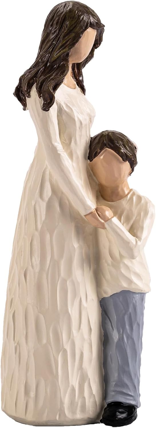 Regine Switzerland Mother and Son Figurines - Hand-Painted Family Sculpture Gift | 9.5" H for Birthdays, Mother's Day & More