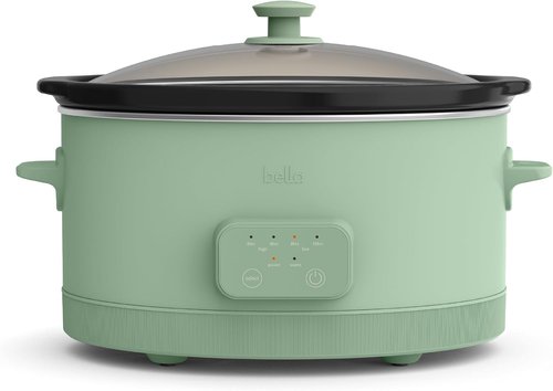 Bella 6.0 Qt Programmable Slow Cooker - Ceramic Nonstick, Adjustable Temp & Cooking Times, Seaglass