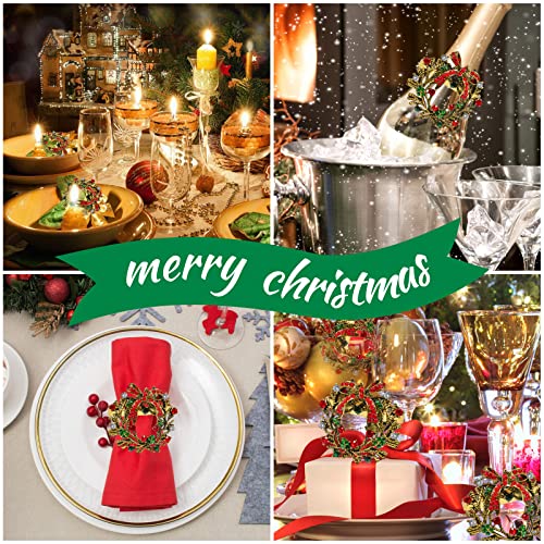 Legigo 24-Piece Christmas Wreath Napkin Ring Set — Metal Xmas Napkin Holders for Cloth Napkins