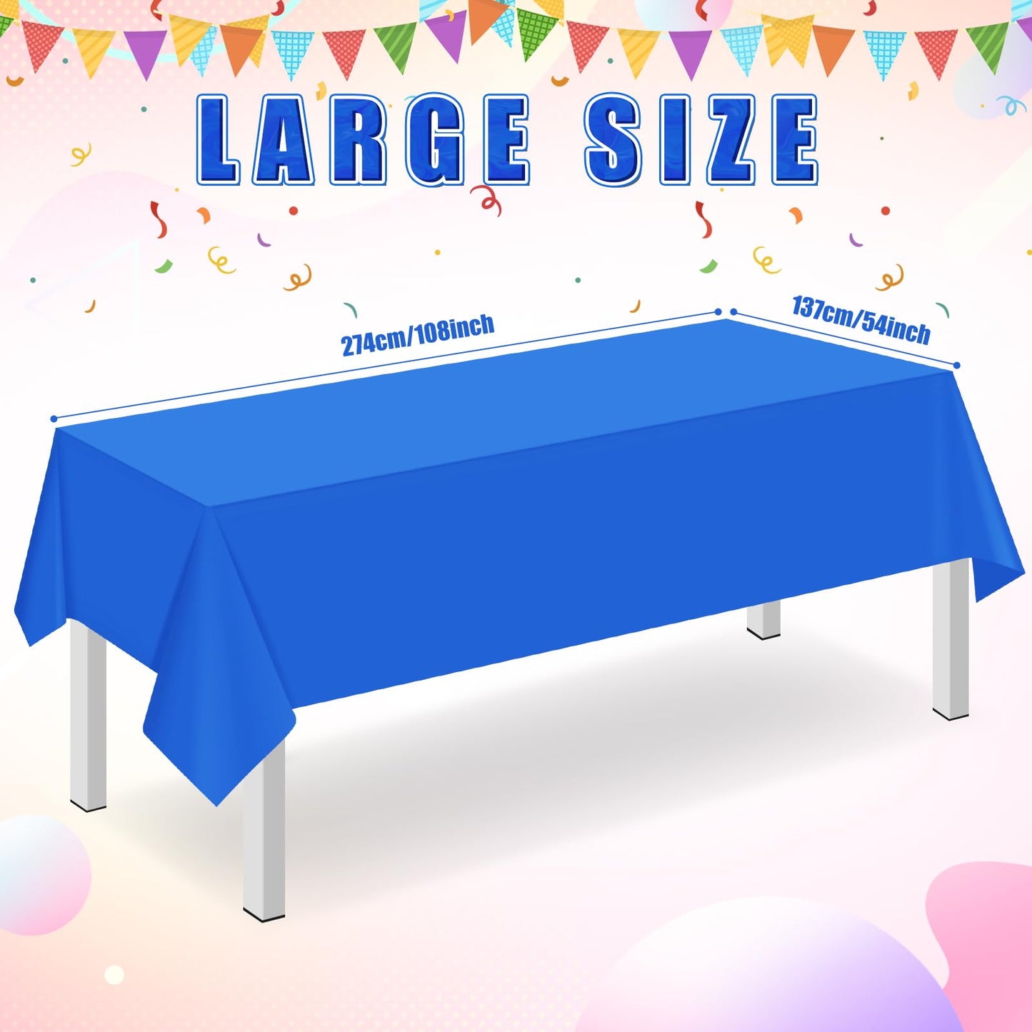 16 Pack Blue Plastic Tablecloth for Rectangle Tables, Premium Decorative Royal Blue Disposable Table Cloths for Parties, Rectangle Party Table Cover for Birthday, Wedding, Anniversary, 54 x 108 Inch