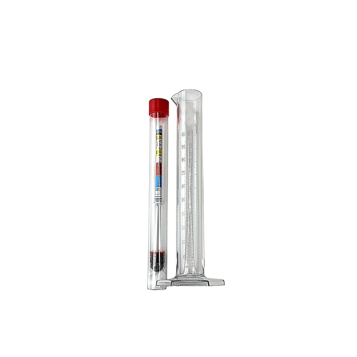 North Mountain Supply – Fermentation Test Kit – 8" Italian Glass Triple Scale Hydrometer & 100cc Extra Clear Graduated Cylinder – Combo Kit with Test Jar – Made in Italy – Lead & Mercury Free