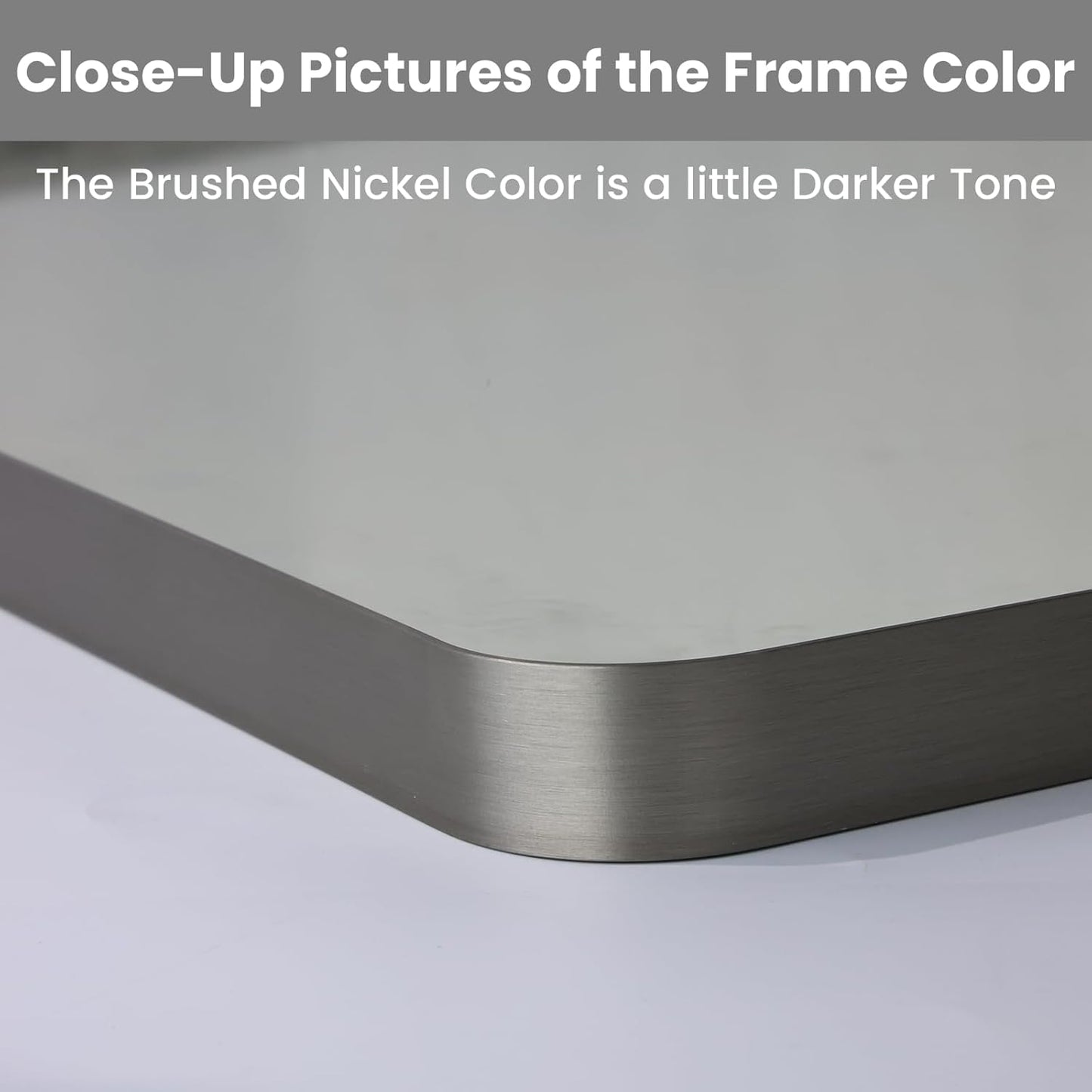 LOAAO Brushed Nickel Bathroom Mirror - 60x40 Inch Rounded Rectangle Design | Anti-Rust, Shatter-Proof, Versatile Hanging Options