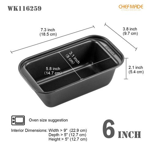 CHEFMADE Bread Loaf Pan, Nonstick Meatloaf Small Pan, 3.1" x 5.8", Set of 2