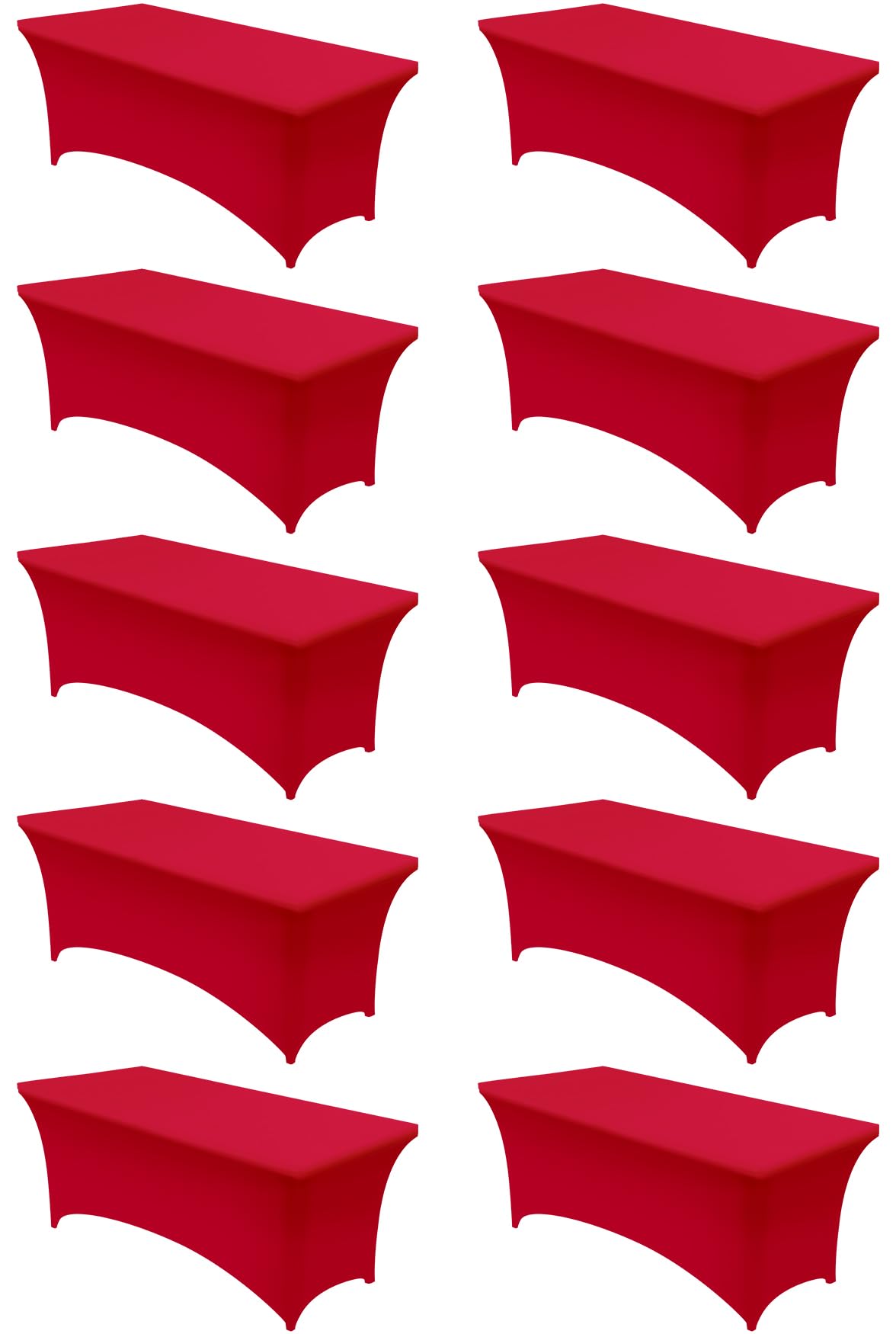 Utopia Kitchen Spandex Tablecloth 10 Pack [6FT, Red] Tight, Fitted, Washable and Wrinkle Resistant Stretch Table Cloth Rectangle Cover for Trade Show, Weddings & Parties [72Lx30Wx30H Inch]