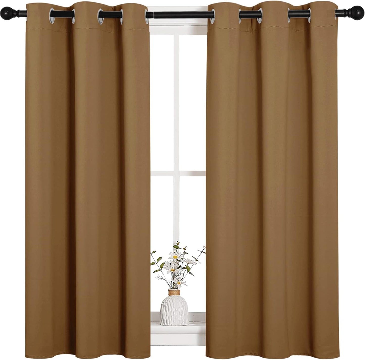 NICETOWN Blackout Curtains - Noise Reducing & Draft Blocking | 45-Inch Length, Gold Brown (2 Panels)
