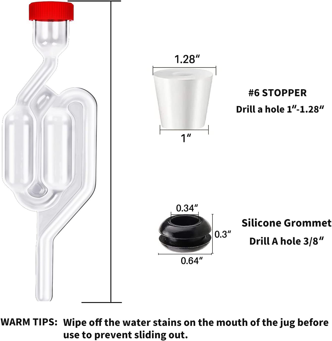 3ct. Twin Bubble Airlocks Set, Airlocks for Fermenting,Air Lock Ferment for Brewing Beer Wine Homebrew for Fermenting Carboy Mason Jar with #6 Stoppers and Grommets