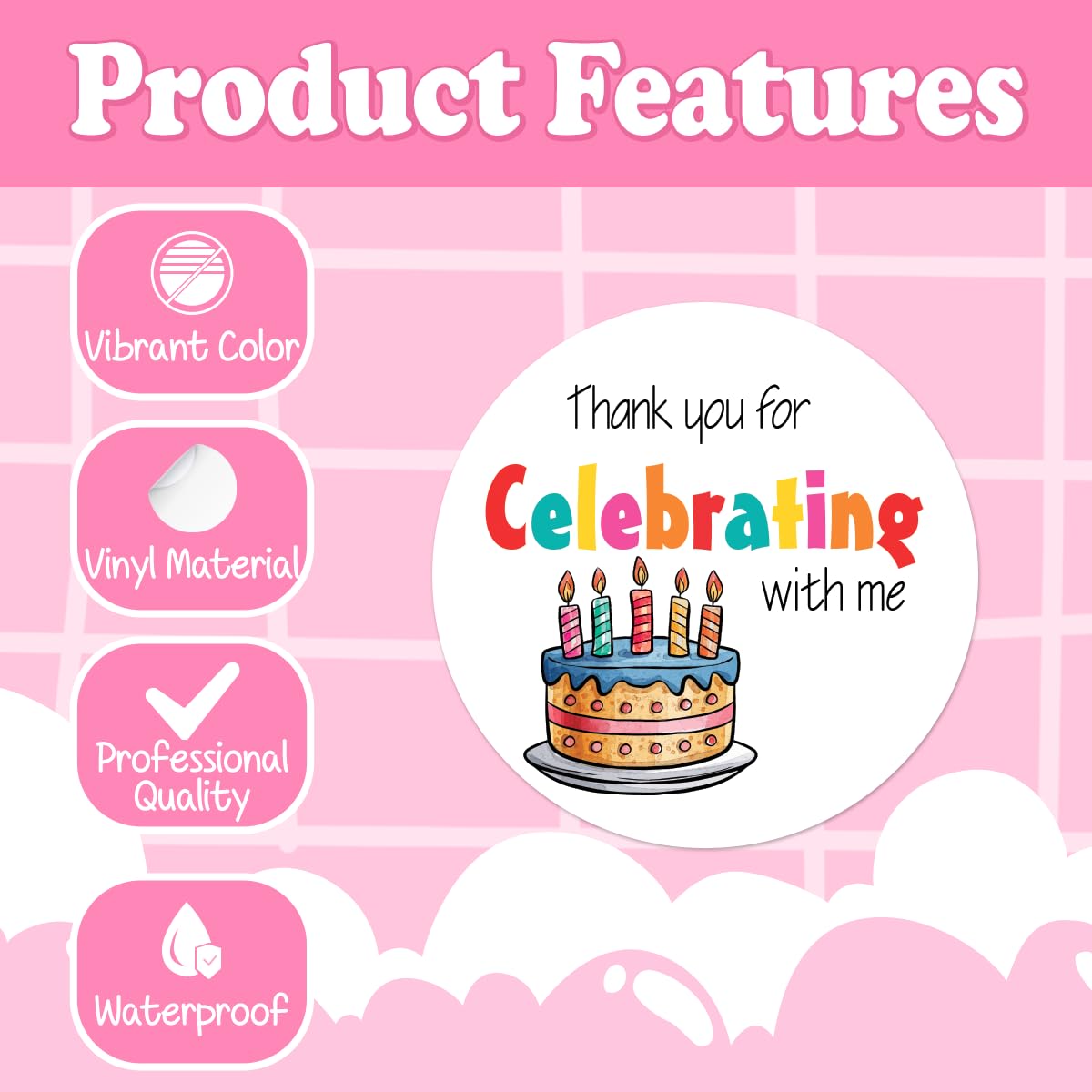 Pack 45 Pcs Baby Shower Stickers for Party Favors Cups Gift Bags Thank You Labels Celebrating Supplies Aesthetic Sticker Round Waterproof Small Vinyl Decals Birthday Decorations