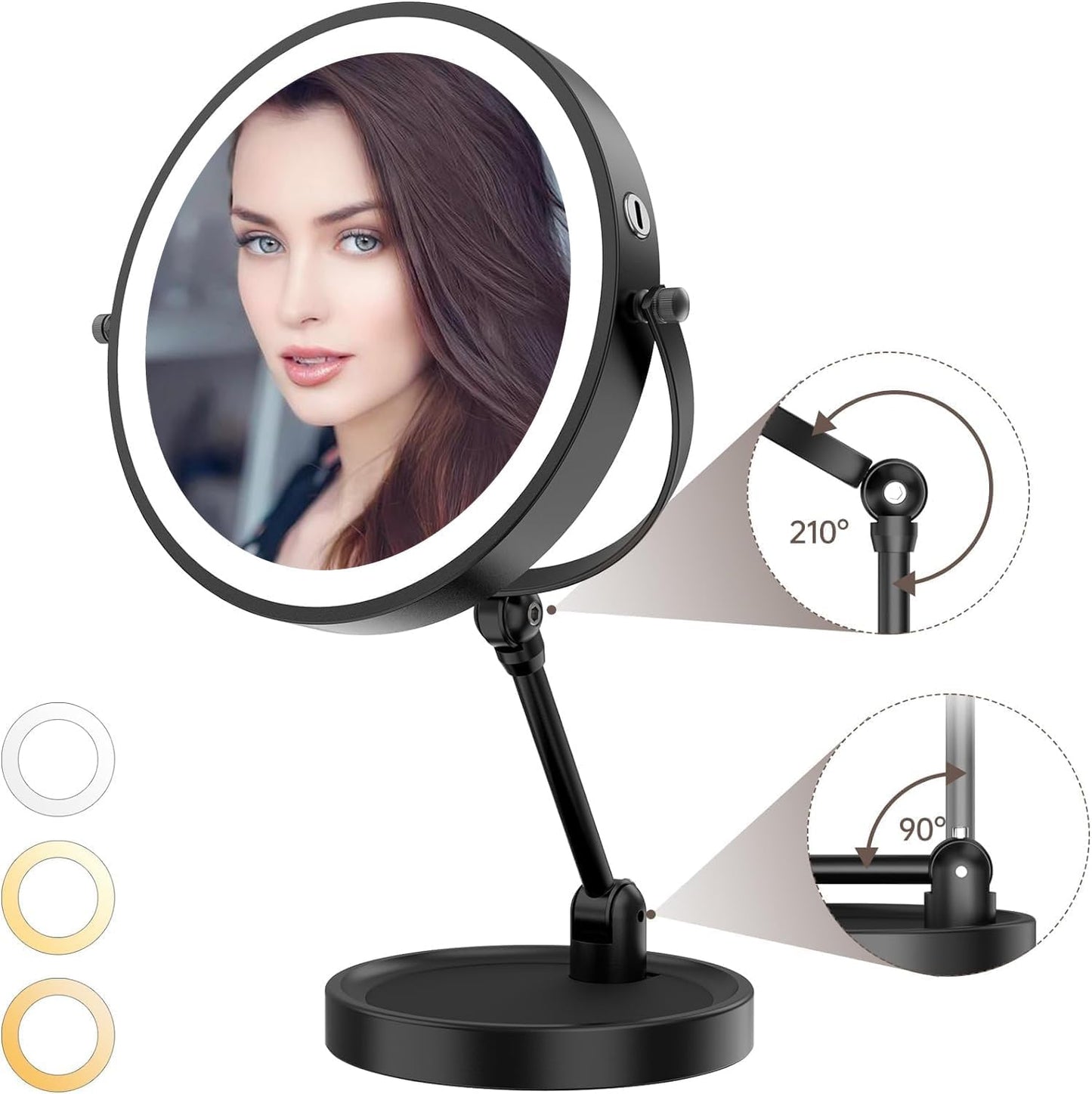 Tabletop Standing Makeup Mirror with Adjustable Height, 8Inch Mirror