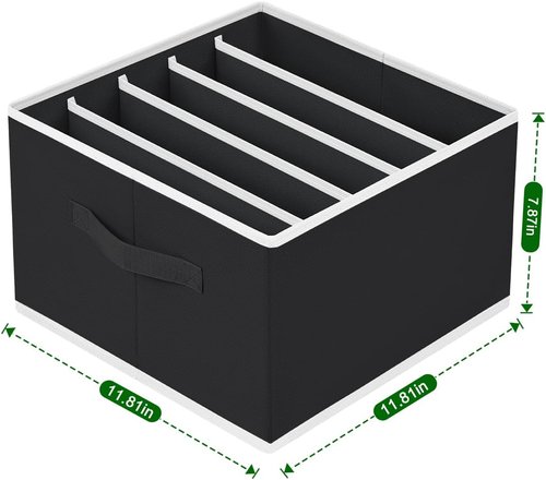 Homsorout Drawer Organizer - Foldable Fabric Clothes Organizer with Handles | 2 Pack, Black