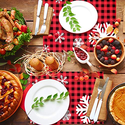 Patelai Red Buffalo Plaid Christmas Paper Placemats - 24 Disposable Holiday Table Mats