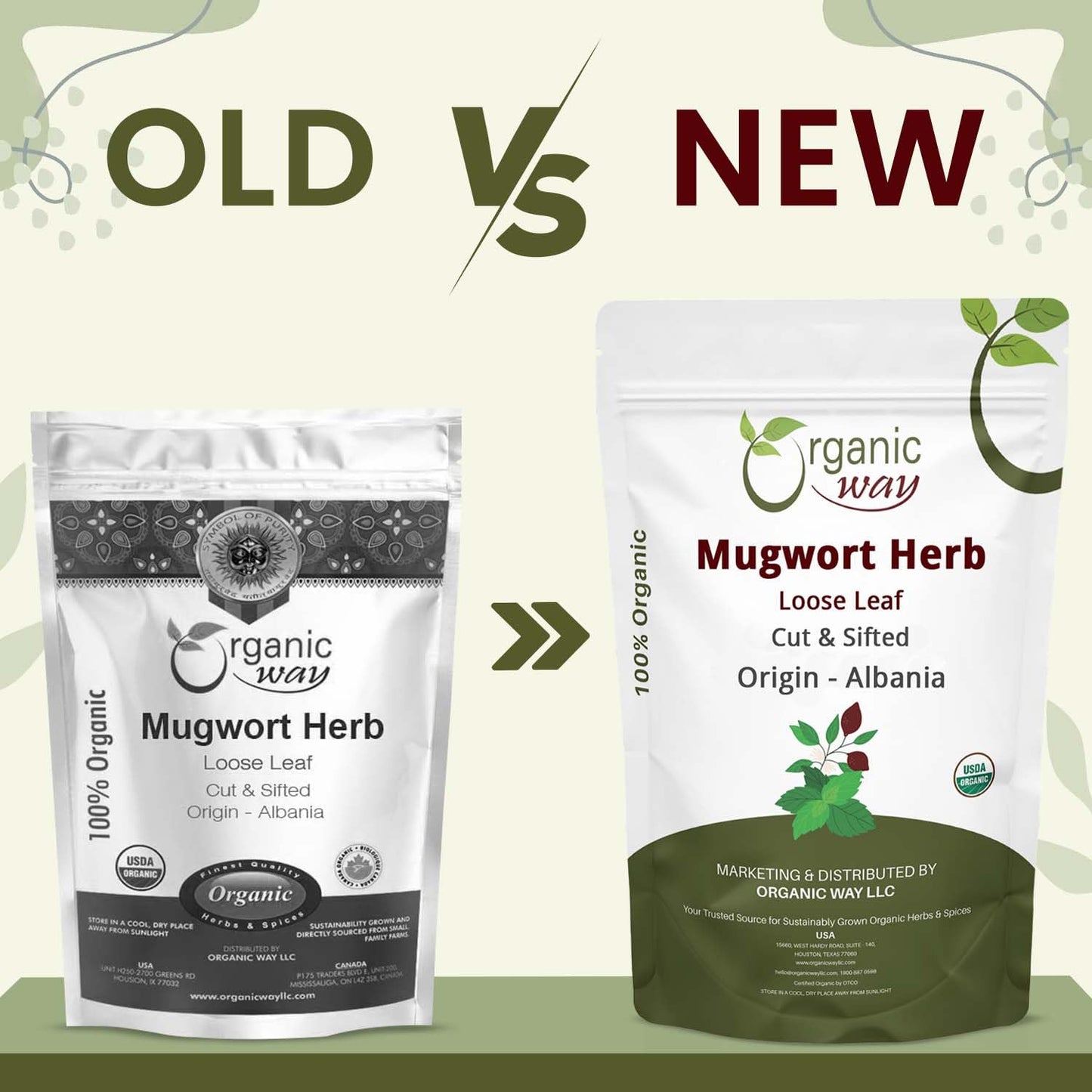 Organic Way Mugwort Herb Loose Leaf Cut & Sifted (Artemisia Vulgaris) Herbal Tea | Kosher & USDA Certified | Vegan, Non-GMO & Gluten Free | Raw from Albania (16 Ounce (pack of 1))
