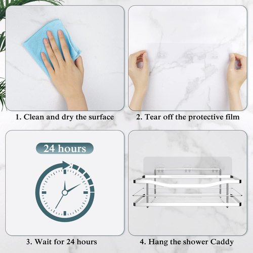 EAGMAK Transparent Shower Caddy - No Drilling Adhesive Soap Holder | 2-Pack Bathroom & Kitchen Storage