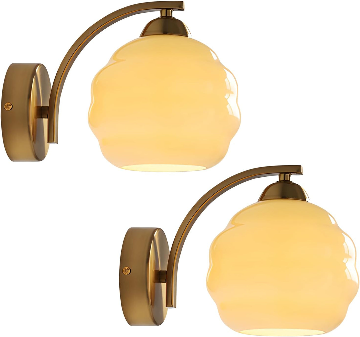 Gold Wall Sconce 1-Light Modern Wall Lighting Fixture Farmhouse Vanity Sconces Lights with Milk White Glass Shade Indoor Wall Sconce Lamp Wall Mount Light Fixture for Bedroom MWL02-1A