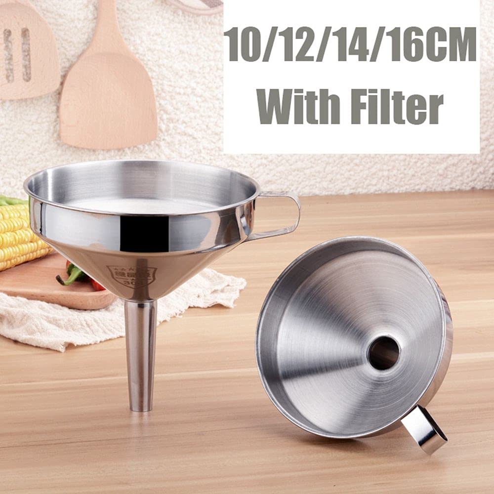 Skiennix Stainless Steel Oil Funnel - Detachable Filter Kitchen Gadget | 10cm Size