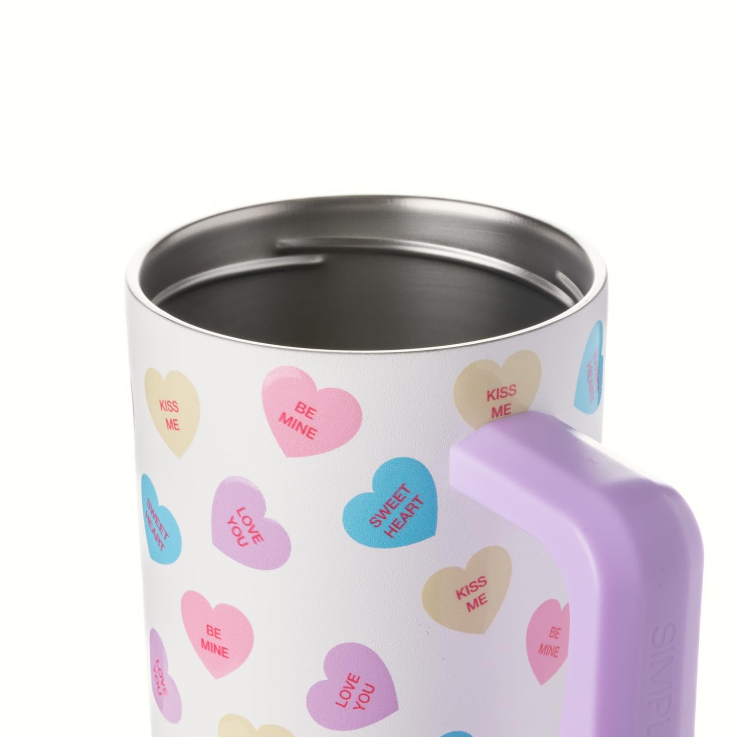 Simple Modern Valentine's Day 40 oz Tumbler with Handle and Straw Lid | Gifts for Her | Insulated Reusable Stainless Steel Water Bottle Travel Mug Cupholder Use | Trek Collection | Word Hearts