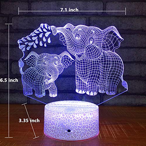 Elephant 3D Night Light for Kids 3D Lamp with 16 Colors Changing Remote Control Elephant Toys 10 9 3 5 2 8 1 7 6 4 Year Old Girls Women Baby Boys Gifts