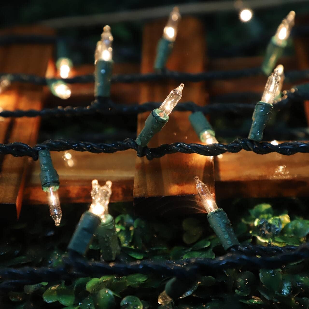 LAMPHOME Clear Warm White Christmas String Lights - 100 Count 19.6Ft Waterproof Indoor/Outdoor Decor