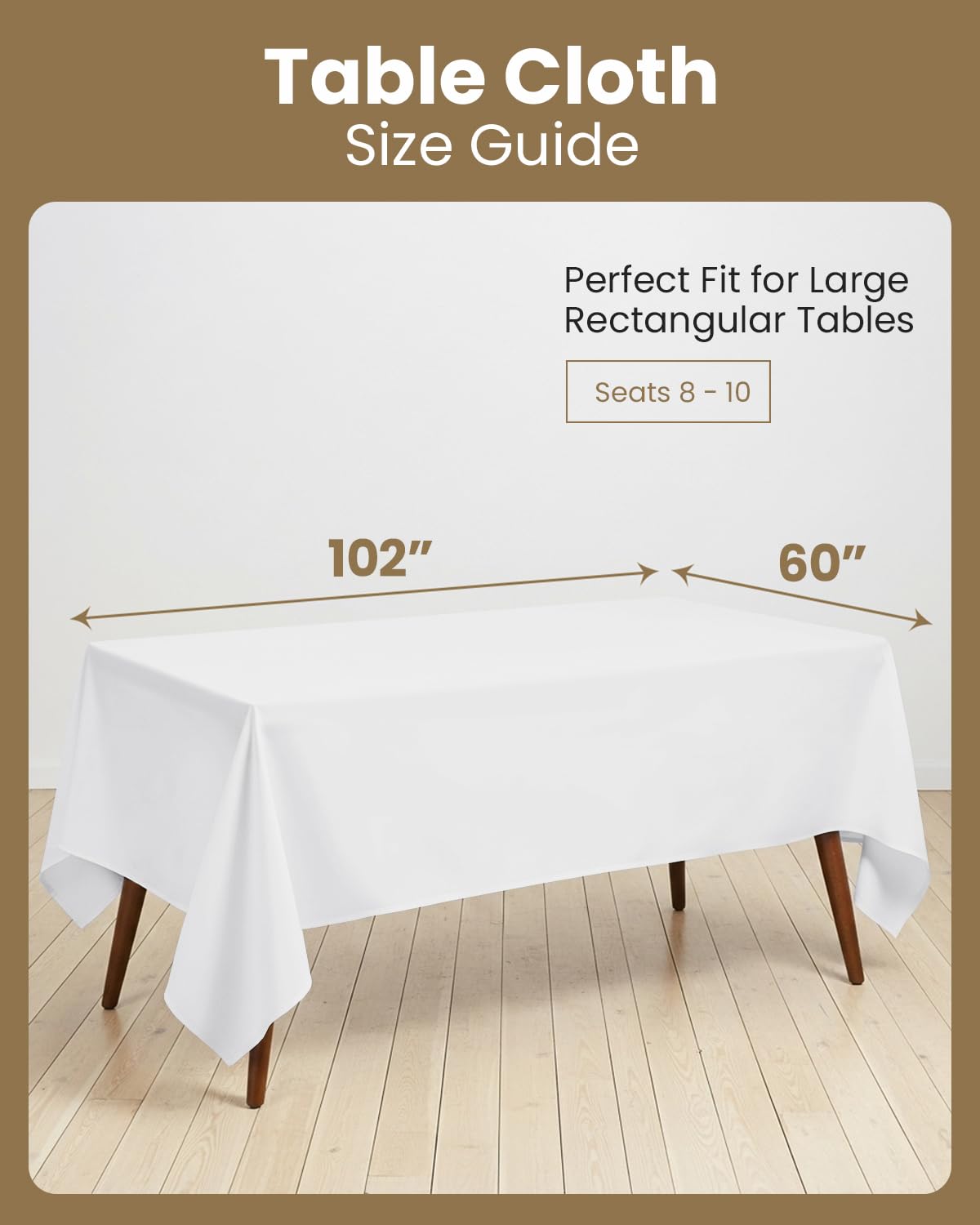 Utopia Kitchen Rectangle Table Cloth 2 Pack(60x102 Inches, White), Tablecloth Machine Washable, Polyester Table Cover for Dining, Buffet Parties, Picnics, Events, Weddings and Restaurants