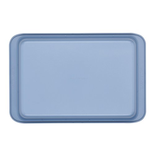 Farberware Easy Solutions Nonstick Bakeware Rectangular Cake Pan, 9 Inch x 13 Inch with Portion Marks - Blue